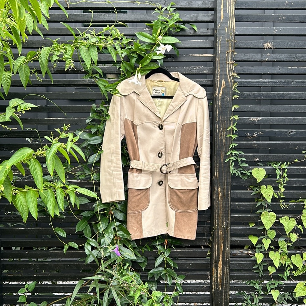 50s 60s Pioneer Wear Belted Leather Suede Jacket M